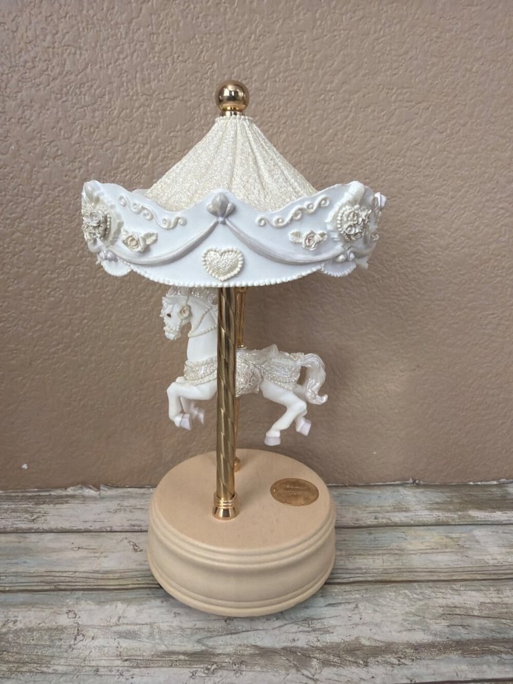 1994 San Francisco Music Box Chantilly Carousel Horse Plays Beauty & Beast NEW - Picture 14 of 16